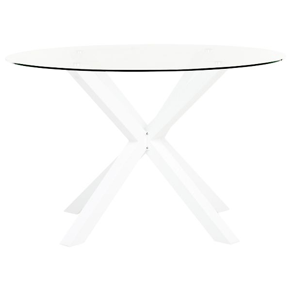 Beliani Runder Tisch MALETTO Weiss Transparent 120x120x77 günstig online kaufen
