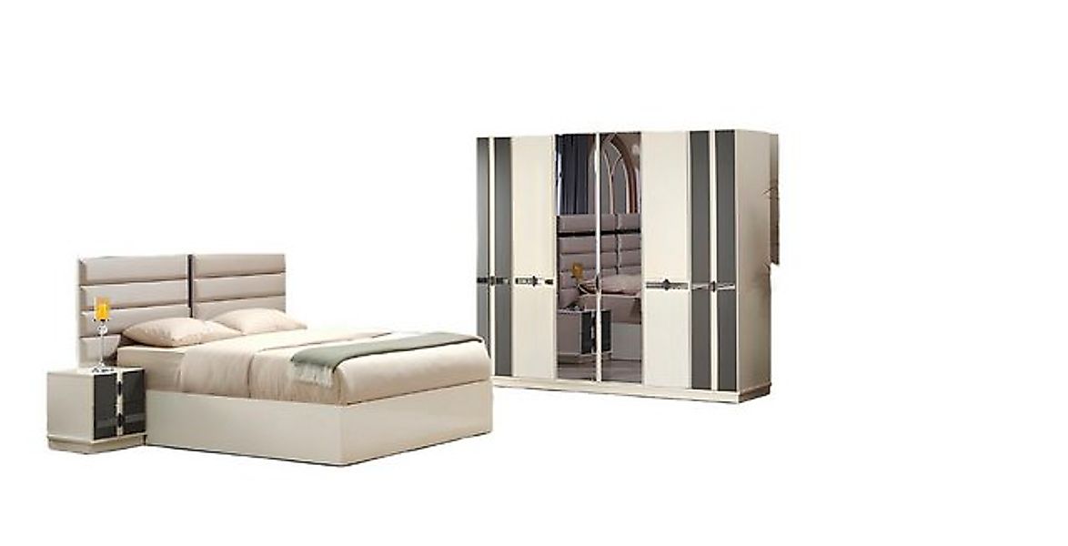 JVmoebel Bett Modern Design Holz Möbel Schlafzimmer Set 6tlg Doppelbett Lux günstig online kaufen