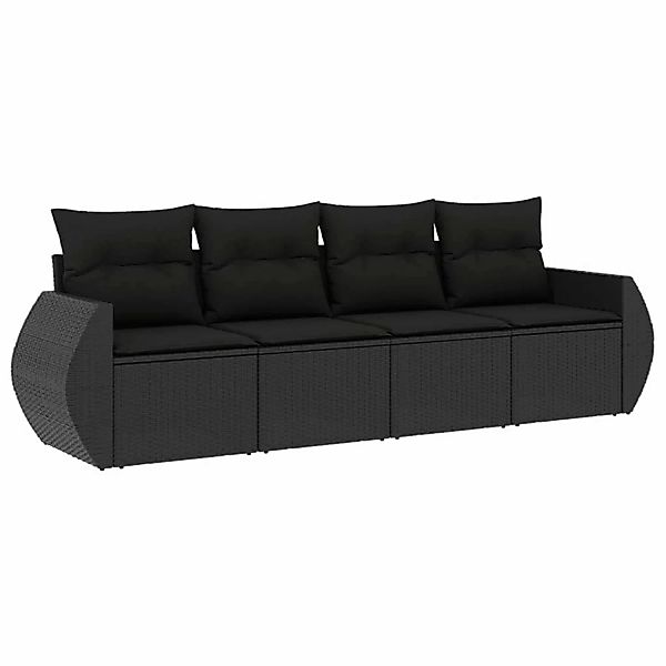 vidaXL 4-tlg Garten-Sofagarnitur mit Kissen Schwarz Poly Rattan Modell 34 günstig online kaufen