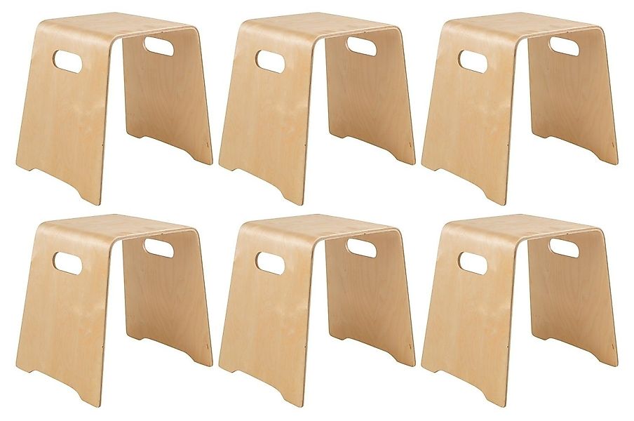 Home4You Sitzhocker Stapelhocker, Birkenholz, mit Griffen, günstig online kaufen