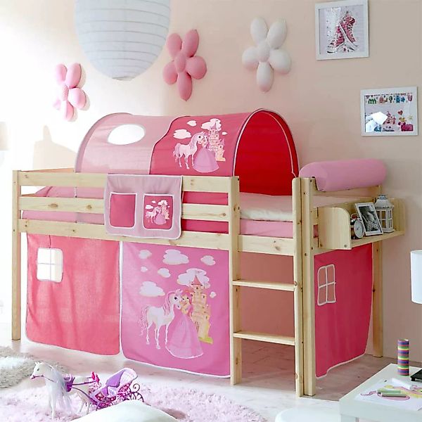 Mädchenbett im Prinzessin Design halbhoch günstig online kaufen