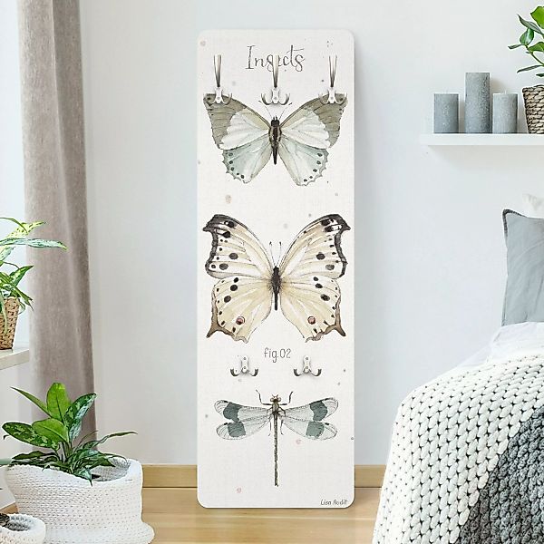 Wandgarderobe Aquarell Insekten in Beige günstig online kaufen