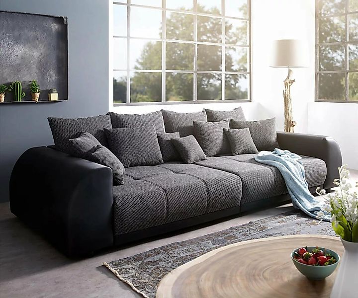 DELIFE Big-Sofa Violetta, Schwarz 310x135 cm inklusive Kissen Big-Sofa günstig online kaufen