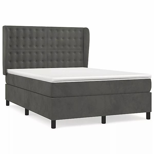 vidaXL Boxspringbett mit Matratze Dunkelgrau 140x200 cm Samt1398978 günstig online kaufen