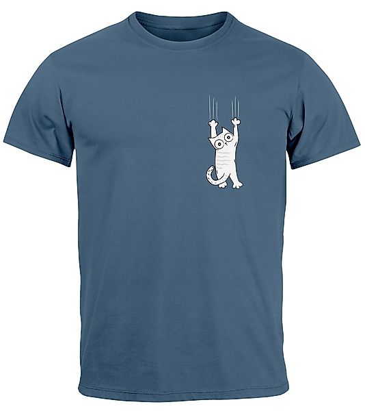 Neverless Print-Shirt Herren T-Shirt Aufdruck Katze günstig online kaufen