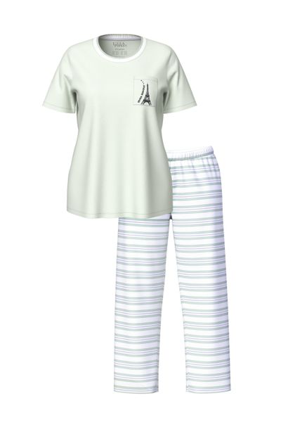 Ulla Popken Pyjama Pyjama Ringelhose Rundhals günstig online kaufen