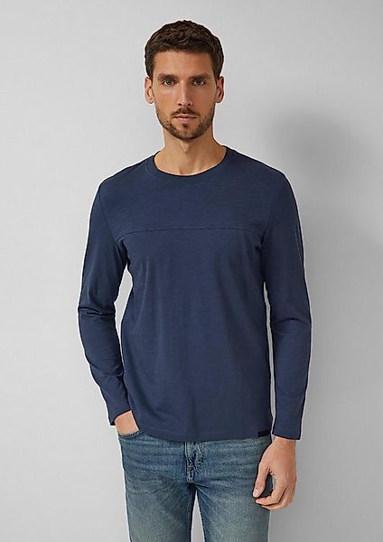 s.Oliver Langarmshirt T-Shirt Flammgarn-Longsleeve mit Teilungsnaht und Lab günstig online kaufen