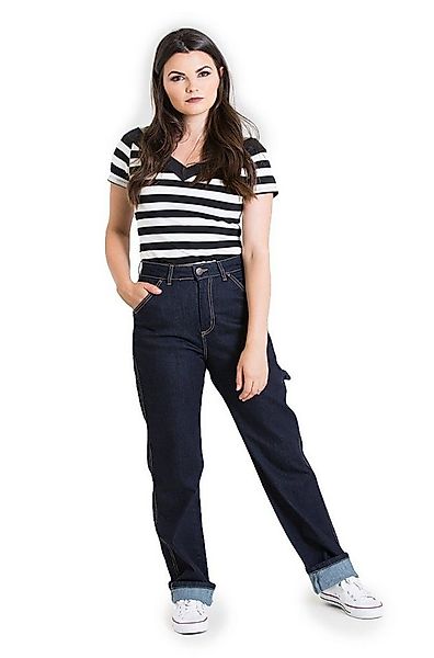 Hell Bunny Stoffhose Carpenter Denim Jeans Navy Blau Retro Vintage 50s Rock günstig online kaufen