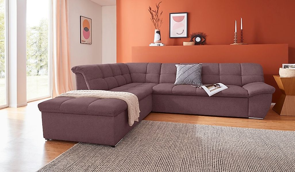 DOMO collection Ecksofa "Lagoa, moderne Sitzheftung, bequem und komfortabel günstig online kaufen