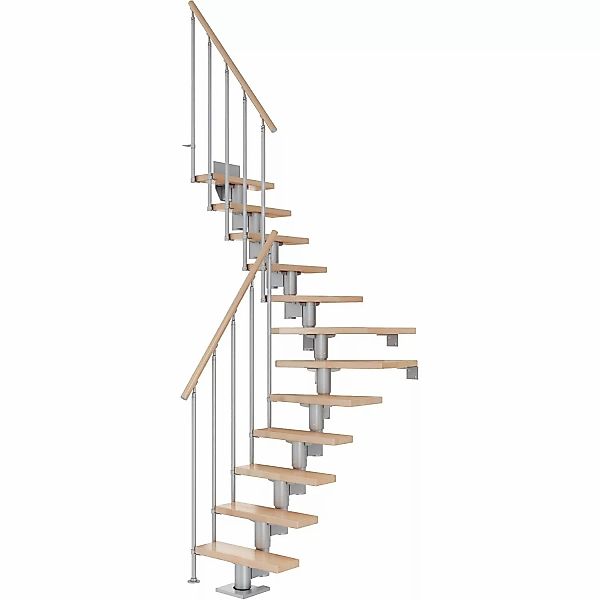 Dolle Mittelholmtreppe Dublin Buche Perlgrau GH bis 292 cm 1/4 Gewendelt 75 günstig online kaufen