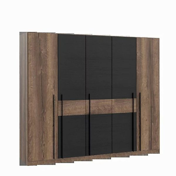 FORTE Kleiderschrank in Schwarzeich / Schlammeiche Dekor - 260,8x220x62,3cm günstig online kaufen