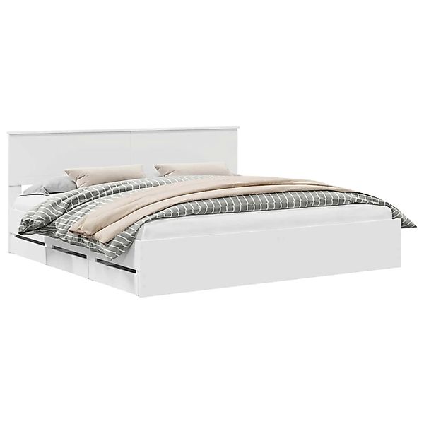 vidaXL Bettrahmen mit Schubladen Weiß 200 x 200 cm Ingenieurs Holz 3410672 günstig online kaufen