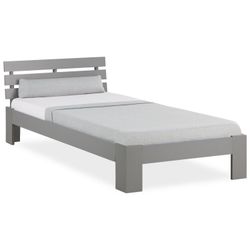 Homestyle4u Holzbett 90 x 200 cm mit Lattenrost und Bettkasten in Grau 2293 günstig online kaufen