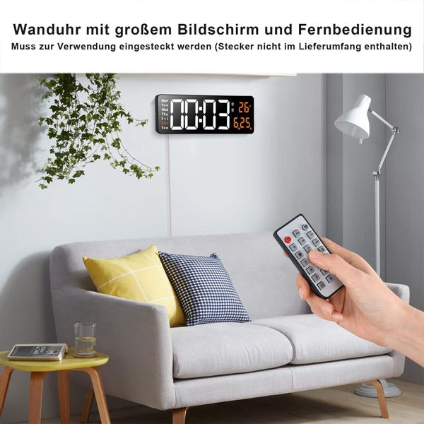 OKWISH Wanduhr 13 Zoll LED Digitale günstig online kaufen