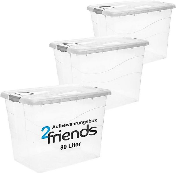 2friends Stapelbox 3er Set Aufbewahrungsbox mit Deckel Groß XXL 80 Liter, P günstig online kaufen