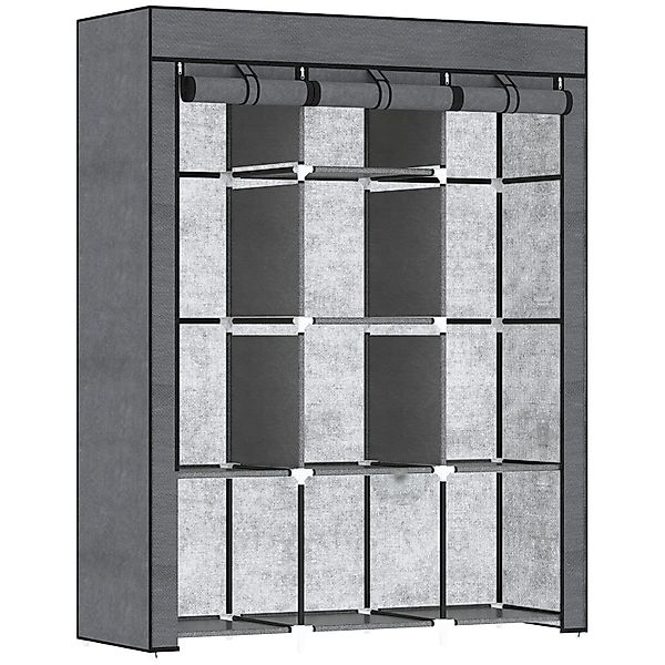 HOMCOM Stoffschrank Stahl Vliesstoff 125L x 43B x 162,5H cm Dunkelgrau günstig online kaufen