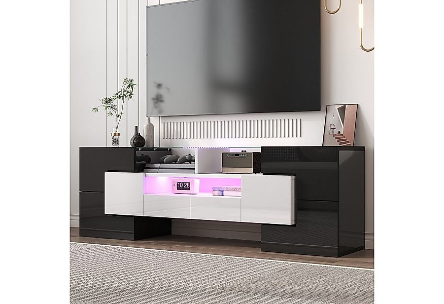 Merax TV-Schrank Hochglanz (1-St) Lowboard mit LED und Stauraum, Fernsehtis günstig online kaufen