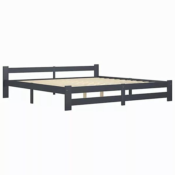 vidaXL Bettgestell Massivholzbett Dunkelgrau Kiefer 200x200 cm Doppelbett B günstig online kaufen