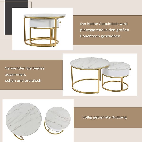 Merax Couchtisch Set rund Satztisch Wohnzimmertisch günstig online kaufen