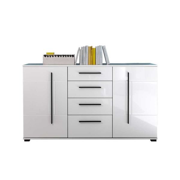 Esszimmer Wohnwand in Weiß Hochglanz modern (vierteilig) günstig online kaufen