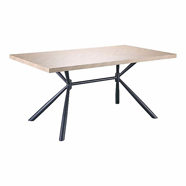 OTTO home Esstisch "Larchant" Tischplatte in Fischgrätoptik, schwarze Metal günstig online kaufen