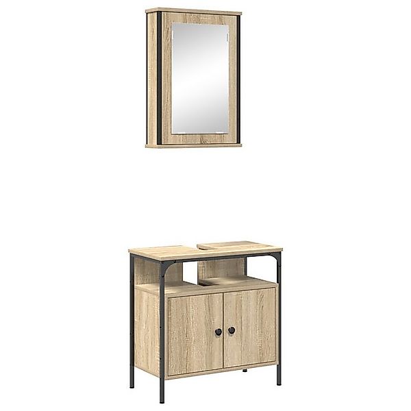 vidaXL Badezimmerspiegelschrank 2-teiliges Badezimmer Schrank Set Sonoma Ei günstig online kaufen