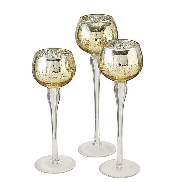 BOLTZE GRUPPE GmbH Windlicht Windlicht Minou Glas H 18/20/22cm gold glanz 3 günstig online kaufen