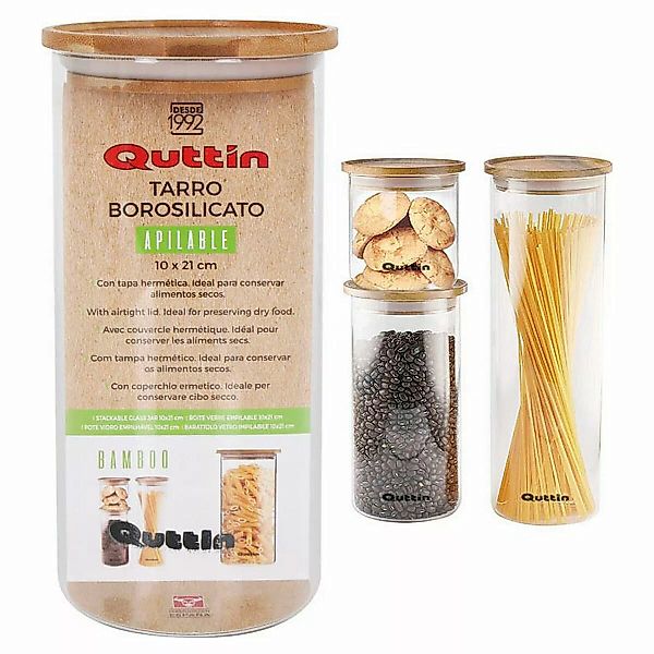 Gefäß Quttin Bambus Borosilikatglas Stapelbar (10 X 21 Cm) (10 X 21 Cm) günstig online kaufen