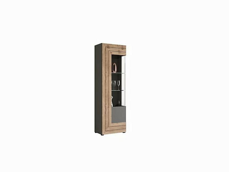 möbelvita Vitrine Snap Vitrine B/H/T 60x194x37 in grau (1x Vitrine, 1x Glas günstig online kaufen