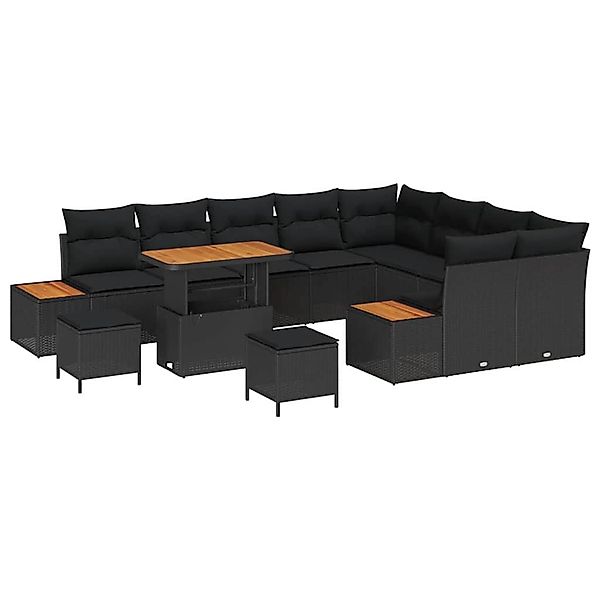 vidaXL Garten-Sofa-Set mit Kissen 12-Tlg Schwarz Poly Rattan 3362954 günstig online kaufen