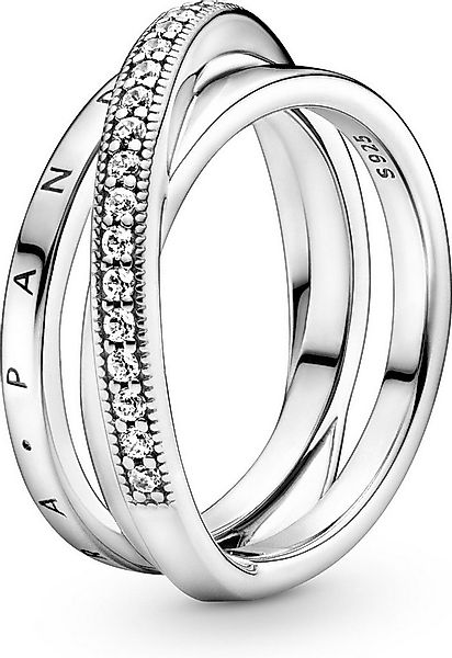 Pandora Fingerring Pandora Dreifach gekreuzter Pavé-Ring 199057C01 Damenrin günstig online kaufen