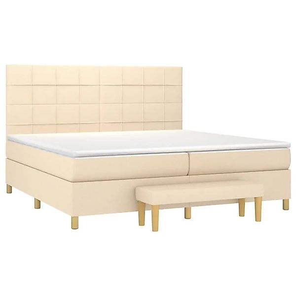 vidaXL Boxspringbett mit Matratze Creme 200x200 cm Stoff 3137186 günstig online kaufen
