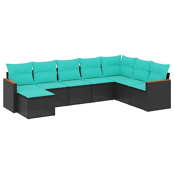 vidaXL 8-Tlg Gartensofa-Set mit Kissen Schwarz Polyrattan 3226246 günstig online kaufen