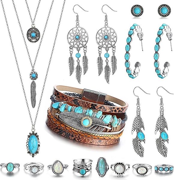 LuxusKollektion Schmuckset Bohemian Türkis Schmuck Set günstig online kaufen