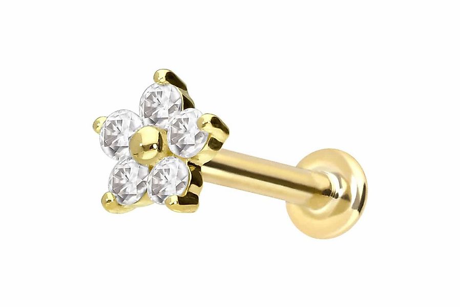 PIERCINGLINE Piercing-Set 14 Karat Gold Labret mit Innengewinde MOISSANIT-B günstig online kaufen
