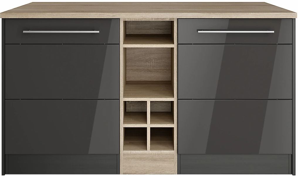 KOCHSTATION Kücheninsel "KS-Wien" Breite 153 cm, MDF-Fronten, Flaschenregal günstig online kaufen