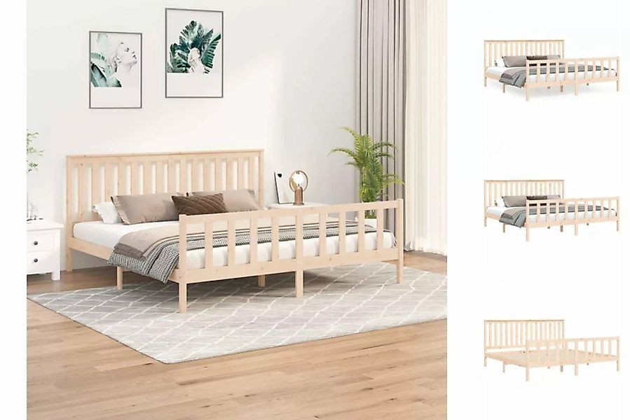 vidaXL Bettgestell Massivholzbett mit Kopfteil 180x200 cm Kiefer Bett Bettg günstig online kaufen