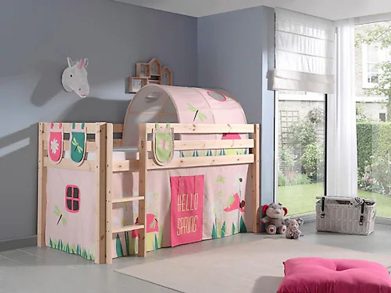 Vipack Hochbett "Pino, Spielbett massiv Kiefer, stabil gebaut, 3 Korpusfarb günstig online kaufen