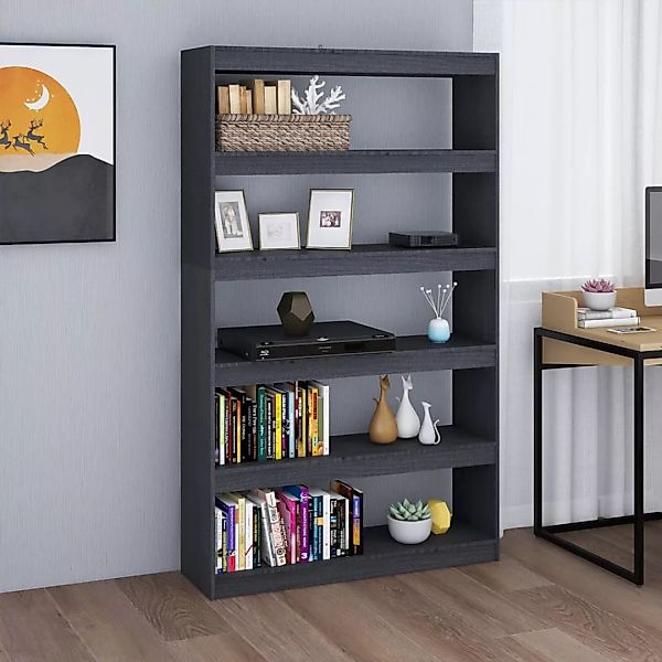 Bücherregal/raumteiler Grau 100x30x167,5 Cm Massivholz Kiefer günstig online kaufen