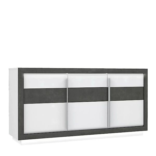 Sideboard  weiß Hochglanz Beton dunkel Optik B/H/T: ca. 193x98x53 cm günstig online kaufen