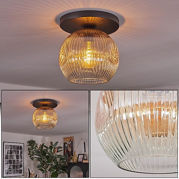 hofstein Deckenleuchte Deckenlampe aus Metall/Riffelglas in günstig online kaufen