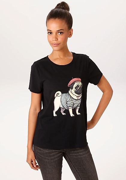 Aniston CASUAL T-Shirt mit Dackel oder Mops bedruckt - du hast die Wahl - N günstig online kaufen