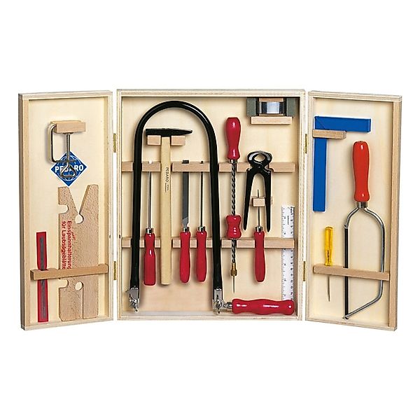 Pebaro Kinder-Werkzeug-Set Laubsäge-Set im Holzschrank mit günstig online kaufen