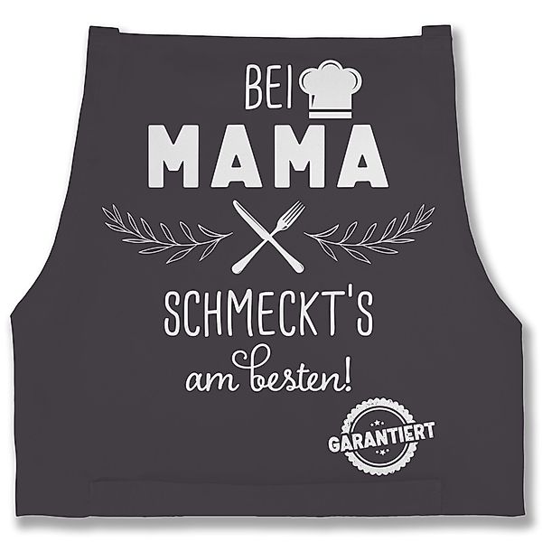 Shirtracer Kochschürze Küchenschürze bei Mama schmeckts günstig online kaufen