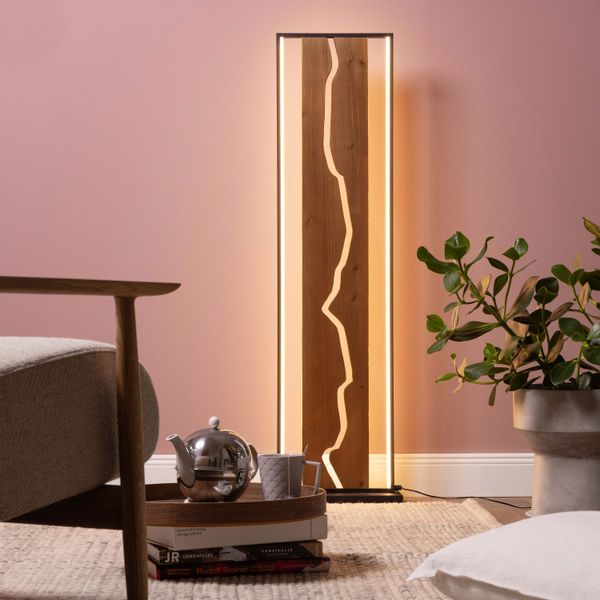 LED Stehleuchte Thunder in Schwarz und Braun 18W 2300lm günstig online kaufen