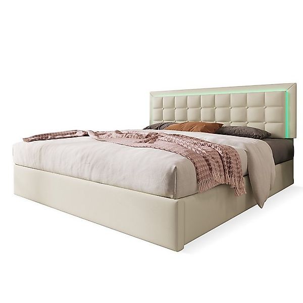 TavilaEcon Polsterbett Doppelbett mit Stauraum und LED-Beleuchtungsleiste, günstig online kaufen