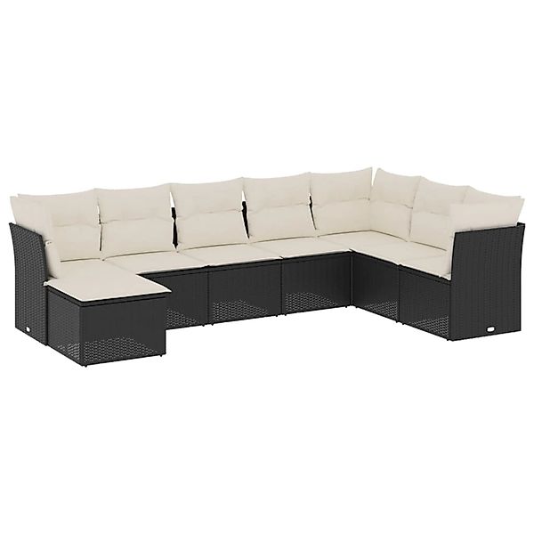 vidaXL 8-Tlg Garten-Sofagarnitur mit Kissen Schwarz Poly Rattan 3218046 günstig online kaufen