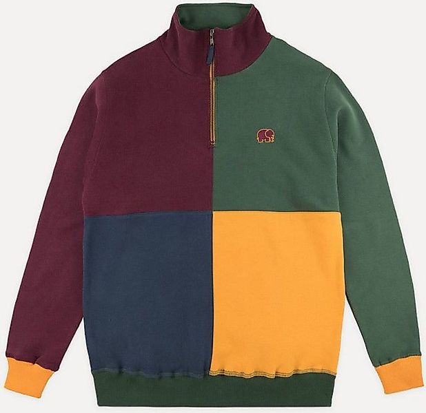 Trendsplant Rundhalspullover Color Block Half Zip Sweater "Harlequin günstig online kaufen