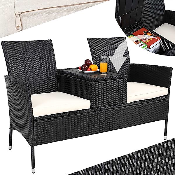Casaria Gartenbank, Sitzbank inkl. Auflagen Polyrattan günstig online kaufen