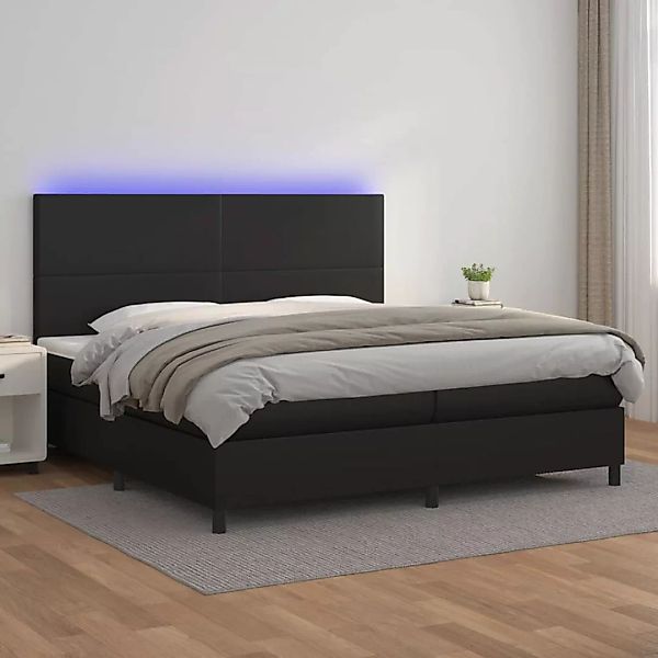 Vidaxl Boxspringbett Mit Matratze & Led Schwarz 200x200 Cm Kunstleder günstig online kaufen